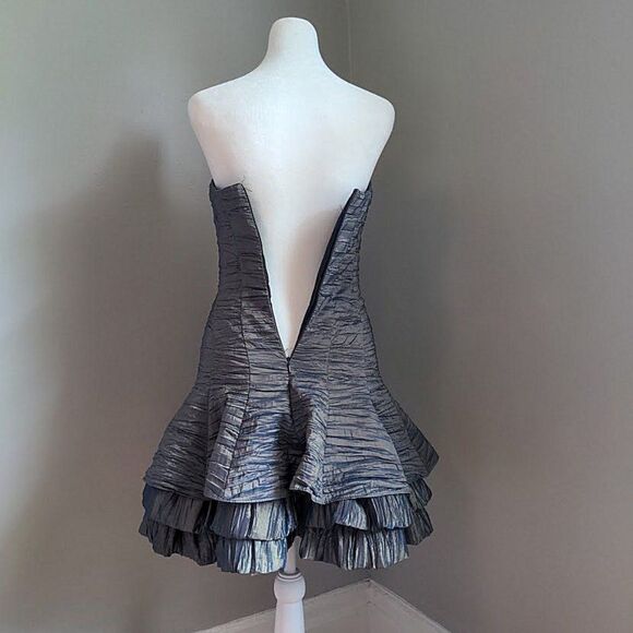Vintage Y2K Jessica McClintock Cocktail Dress Metallic Strapless Puff Size 4 - Picture 4 of 11